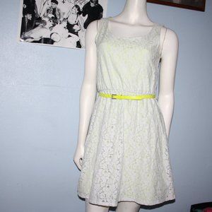 🍋 Maurices Lace Dress · White & Lime Green · Size S